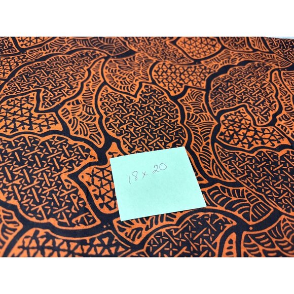 African-Inspired Geometric Print Fabric 18x20" Vibrant Orange & Black Design Cra - Picture 3 of 4